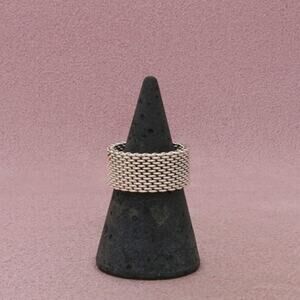 Sterling Silver 10mm Wide Mesh Band Ring Size 7